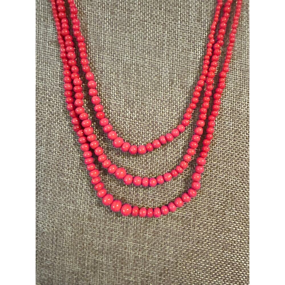 Vintage Multi Strand Red Coral Bead Torsade Necklace Twisted Statement - Picture 4 of 7